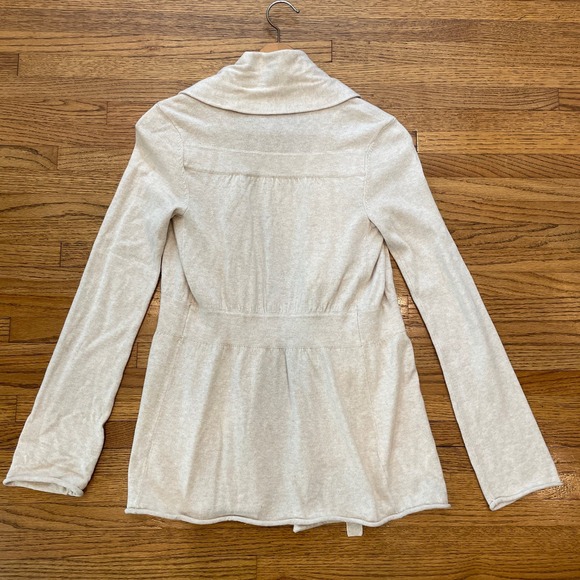 Athleta Niyama Cashmere Blend Wrap Cardigan Sweater Cream Shawl Collar EUC XXS - Picture 12 of 12